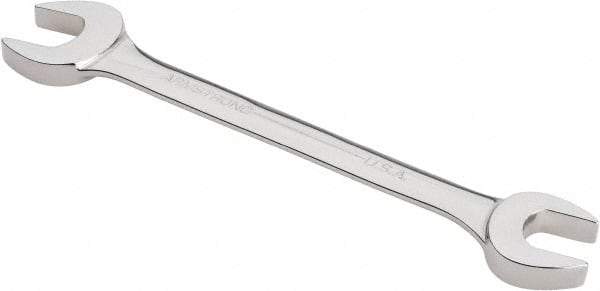 Armstrong - 5/8" x 3/4" Standard Open End Wrench - 7-7/8" OAL, Double End, Chrome Finish, 15° Head Angle - Exact Tool & Supply
