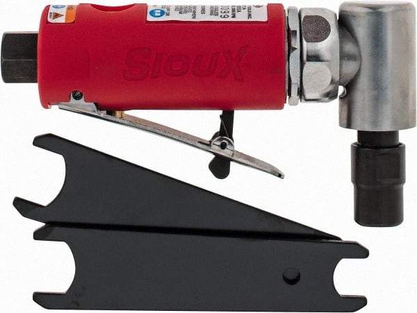 Sioux Tools - 1/4" Collet, Angle Handle, Straight Air Die Grinder - 20,000 RPM, Front Exhaust, 16 CFM, 0.3 hp, 6.21 bar, 1/4 NPT - Exact Tool & Supply