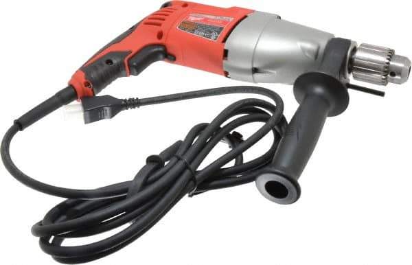 Milwaukee Tool - 120 Volt 1/2" Keyed Chuck Electric Hammer Drill - 0 to 20,000 & 0 to 40,000 BPM, 0 to 1,350 & 0 to 2,500 RPM, Reversible - Exact Tool & Supply