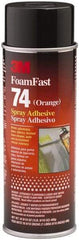 3M - 24 oz Aerosol Orange Spray Adhesive - High Tack, 170°F Heat Resistance, 40 Sq Ft Coverage, Medium Strength Bond, 15 min Max Bonding Time, Flammable, Series 74 - Exact Tool & Supply