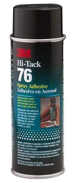 3M - 24 oz Aerosol Clear Spray Adhesive - High Tack, 160°F Heat Resistance, 28 Sq Ft Coverage, High Strength Bond, 10 min Max Bonding Time, Flammable, Series High-Tack 76 - Exact Tool & Supply