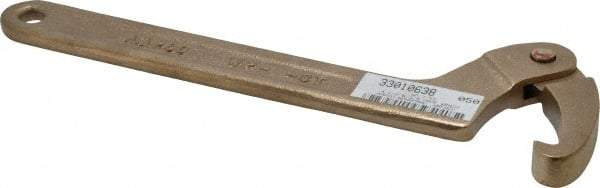 Ampco - 4-1/2" to 6-3/8" Capacity, Nonsparking Hook Wrench - 12" OAL - Exact Tool & Supply