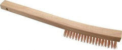 Ampco - 4 Rows x 19 Columns Bronze Curve-Handle Wire Brush - 13-3/4" OAL, 1-1/8" Trim Length, Wood Curved Handle - Exact Tool & Supply