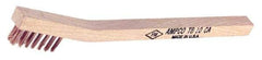 Ampco - 3 Rows x 7 Columns Bronze Toothbrush Style Scratch Brush - 7-7/8" OAL, 1/2" Trim Length, Wood Toothbrush Handle - Exact Tool & Supply