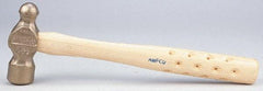 Ampco - 1-1/2 Lb Head Bronze Nonsparking Ball Pein Hammer - Hickory Handle - Exact Tool & Supply