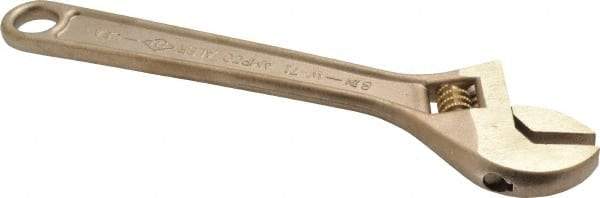 Ampco - 1-1/8" Jaw Capacity, 8" Nonsparking Adjustable Wrench - Aluminum Bronze, Plain Finish - Exact Tool & Supply