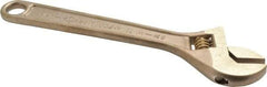 Ampco - 1-1/8" Jaw Capacity, 8" Nonsparking Adjustable Wrench - Aluminum Bronze, Plain Finish - Exact Tool & Supply