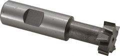 Keo - 31/32" Cut Diam, 25/64" Cut Width, 17/32" Neck Diam, 3/4" Shank Diam, 3-7/16" OAL, High Speed Steel T-Slot Cutter - Uncoated, 1/2" Bolt, Staggered Teeth, 8 Teeth, Weldon Flat - Exact Tool & Supply