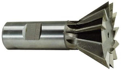 Keo - 1-3/8" Diam x 3/8" Width of Cut, 45° Included Angle, High Speed Steel Dovetail Cutter - 5/8" Shank Diam, 1-15/16" Shank Length, 2-7/8" Overall Length, Weldon Flat, Uncoated - Exact Tool & Supply