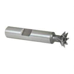 Keo - 1/2" Diam x 1/8" Width of Cut, 45° Included Angle, High Speed Steel Dovetail Cutter - 3/8" Shank Diam, 1-11/16" Shank Length, 2-1/8" Overall Length, Weldon Flat, Uncoated - Exact Tool & Supply