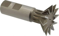 Keo - 1-7/8" Diam x 1/2" Width of Cut, 45° Included Angle, High Speed Steel Dovetail Cutter - 7/8" Shank Diam, 2-1/32" Shank Length, 3-1/4" Overall Length, Weldon Flat, Uncoated - Exact Tool & Supply