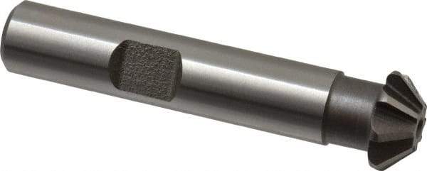 Keo - 1/2" Diam x 1/8" Width of Cut, 45° Included Angle, Shank Connection, High Speed Steel Single Angle Cutter - 3/8" Shank Diam, 2-1/8" Overall Length, Right Hand Cut, Uncoated - Exact Tool & Supply