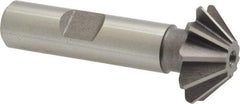 Keo - 1" Diam x 5/16" Width of Cut, 45° Included Angle, Shank Connection, High Speed Steel Single Angle Cutter - 1/2" Shank Diam, 2-1/2" Overall Length, Right Hand Cut, Uncoated - Exact Tool & Supply