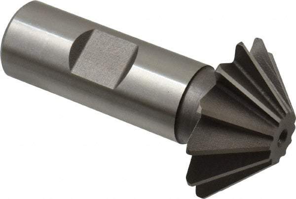 Keo - 1-1/2" Diam x 1/2" Width of Cut, 45° Included Angle, Shank Connection, High Speed Steel Single Angle Cutter - 3/4" Shank Diam, 2-3/4" Overall Length, Right Hand Cut, Uncoated - Exact Tool & Supply
