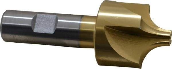 Keo - 1/2" Radius, 1-1/2" Mill Diam, 4 Flute High Speed Steel Corner Rounding End Mill - Single End, TiN Finish, 3/8" Tip Diam, 3-7/8" OAL, 3/4" Shank Diam - Exact Tool & Supply