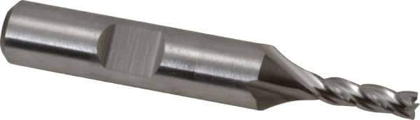 Niagara Cutter - 5/32", 1/2" LOC, 3/8" Shank Diam, 2-3/8" OAL, 4 Flute, Cobalt Square End Mill - Single End, Uncoated, Spiral Flute, 30° Helix, Centercutting, Right Hand Cut, Right Hand Flute, Series SPC408 - Exact Tool & Supply