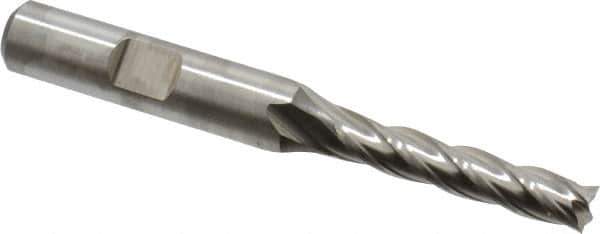 Niagara Cutter - 1/4", 1-1/4" LOC, 3/8" Shank Diam, 3-1/16" OAL, 4 Flute, Cobalt Square End Mill - Single End, Uncoated, Spiral Flute, 30° Helix, Centercutting, Right Hand Cut, Right Hand Flute, Series SPC408 - Exact Tool & Supply