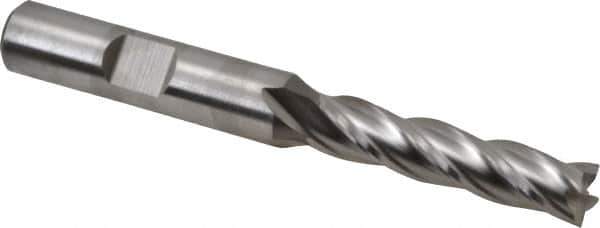 Niagara Cutter - 5/16", 1-3/8" LOC, 3/8" Shank Diam, 3-1/8" OAL, 4 Flute, Cobalt Square End Mill - Single End, Uncoated, Spiral Flute, 30° Helix, Centercutting, Right Hand Cut, Right Hand Flute, Series SPC408 - Exact Tool & Supply