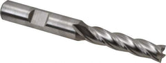 Niagara Cutter - 5/16", 1-3/8" LOC, 3/8" Shank Diam, 3-1/8" OAL, 4 Flute, Cobalt Square End Mill - Single End, Uncoated, Spiral Flute, 30° Helix, Centercutting, Right Hand Cut, Right Hand Flute, Series SPC408 - Exact Tool & Supply