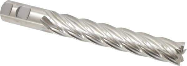 Niagara Cutter - 1", 6" LOC, 1" Shank Diam, 8-1/2" OAL, 6 Flute, Cobalt Square End Mill - Single End, Uncoated, Spiral Flute, 30° Helix, Centercutting, Right Hand Cut, Right Hand Flute, Series SPC408 - Exact Tool & Supply