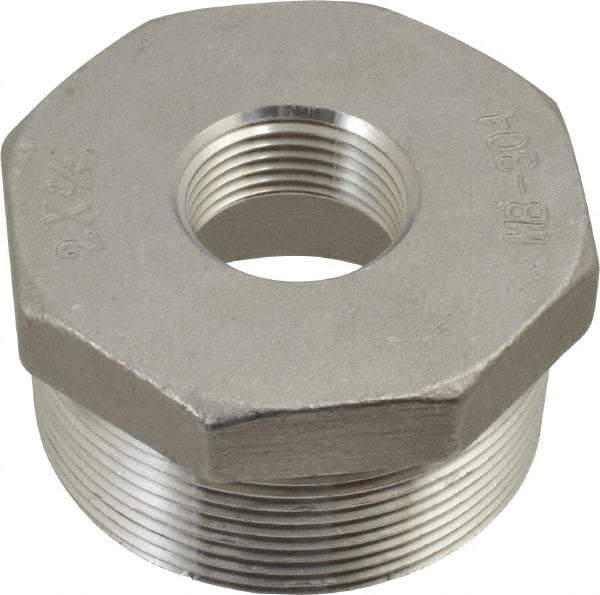Merit Brass - 2 x 3/4" Grade 304 Stainless Steel Pipe Hex Bushing - MNPT x FNPT End Connections, 150 psi - Exact Tool & Supply