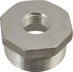 Merit Brass - 2 x 3/4" Grade 304 Stainless Steel Pipe Hex Bushing - MNPT x FNPT End Connections, 150 psi - Exact Tool & Supply