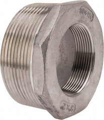 Merit Brass - 3 x 2" Grade 304 Stainless Steel Pipe Hex Bushing - MNPT x FNPT End Connections, 150 psi - Exact Tool & Supply