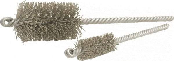 Brush Research Mfg. - 1.135" Diam Helical Nylon Tube Brush - Double Spiral, 0.022" Filament Diam, 2" Brush Length, 8" OAL, 0.31" Diam Steel Shank - Exact Tool & Supply