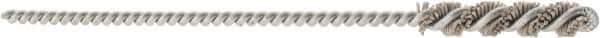 Brush Research Mfg. - 0.206" Diam Helical Nylon Tube Brush - Single Spiral, 0.018" Filament Diam, 1" Brush Length, 4" OAL, 0.097" Diam Steel Shank - Exact Tool & Supply