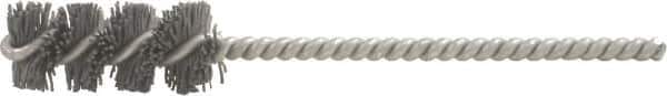 Brush Research Mfg. - 1.1" Diam Helical Nylon Tube Brush - Single Spiral, 0.04" Filament Diam, 2" Brush Length, 6" OAL, 0.22" Diam Steel Shank - Exact Tool & Supply