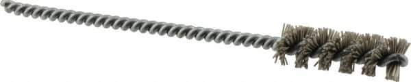 Brush Research Mfg. - 0.413" Diam Helical Nylon Tube Brush - Single Spiral, 0.018" Filament Diam, 1-1/4" Brush Length, 4-1/2" OAL, 0.14" Diam Steel Shank - Exact Tool & Supply