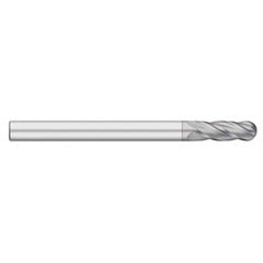 Titan USA - Ball End Mills; Mill Diameter (Inch): 3/16 ; Mill Diameter (Decimal Inch): 0.1875 ; Number of Flutes: 4 ; Length of Cut (Inch): 1-1/8 ; Length of Cut (Decimal Inch): 1.1250 ; Material: Solid Carbide - Exact Tool & Supply