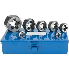 Vermont Tap & Die - M6x1.00 to M20x2.50 Metric, Hex Die Set - Carbon Steel, 7 Piece Set, Comes with Metal Case - Exact Tool & Supply