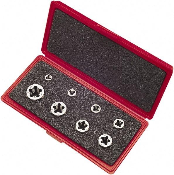 Vermont Tap & Die - 1/4-20 to 3/4-10 UNC, Hex Die Set - Carbon Steel, 8 Piece Set, Comes with Metal Case - Exact Tool & Supply
