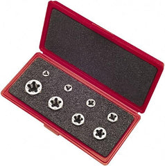 Vermont Tap & Die - 1/4-20 to 3/4-10 UNC, Hex Die Set - Carbon Steel, 8 Piece Set, Comes with Metal Case - Exact Tool & Supply