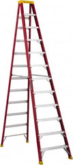 Louisville - 11 Steps, 12' High, Type IA Rating, Fiberglass Step Ladder - Exact Tool & Supply
