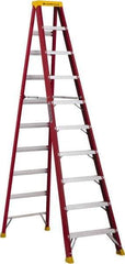 Louisville - 9 Steps, 10' High, Type IA Rating, Fiberglass Step Ladder - 300 Lb Capacity, 27-13/16" Base Width - Exact Tool & Supply