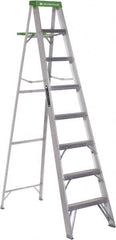 Louisville - 7 Steps, 8' High, Type II Rating, Aluminum Step Ladder - Exact Tool & Supply