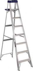 Louisville - 7 Steps, 8' High, Type I Rating, Aluminum Step Ladder - Exact Tool & Supply