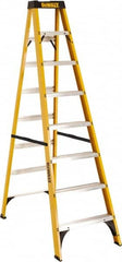 DeWALT - 7 Steps, 8' High, Type I Rating, Fiberglass Step Ladder - Exact Tool & Supply