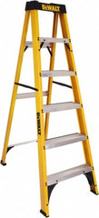 DeWALT - 4 Steps, 6' High, Type I Rating, Fiberglass Step Ladder - Exact Tool & Supply