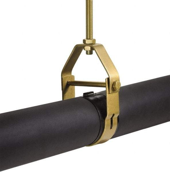 Klo-Shure - 3-5/8" Pipe, Zinc Plated Steel Clevis Mount Insulation Coupling - Trivalent Zinc & Yellow - Exact Tool & Supply