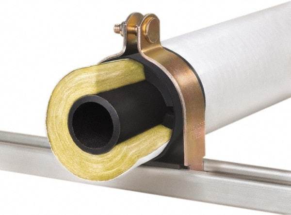 Klo-Shure - 1-1/4" Pipe, Zinc Plated Steel Strut Mount Insulation Coupling - Trivalent Zinc & Yellow - Exact Tool & Supply