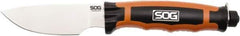 SOG Specialty Knives - 3-13/16" Long Blade, 8Cr13MoV Stainless Steel, Fine Edge, Illuminated Fixed Blade - 8-1/2" OAL, Glass-Reinforced Nylon Handle, Includes Leather Sheath - Exact Tool & Supply