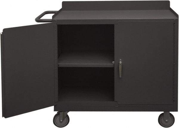 Durham - 1,200 Lb Capacity, 18" Wide x 36" Long x 39-3/4" High Mobile Cart - 2 Door, 1 Shelf, Steel, 2 Rigid/2 Swivel Casters - Exact Tool & Supply