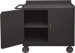 Durham - 1,200 Lb Capacity, 18" Wide x 36" Long x 39-3/4" High Mobile Cart - 2 Door, 1 Shelf, Steel, 2 Rigid/2 Swivel Casters - Exact Tool & Supply