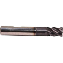 Emuge - 4mm Diam, 8mm LOC, 3 Flute Solid Carbide Roughing & Finishing End Mill - TiAlN Finish, 57mm OAL, 6mm Shank Diam, Weldon Shank, 45° Helix, Long Length - Exact Tool & Supply