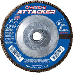 Sait - 120 Grit, 5" Disc Diam, 5/8-11 Center Hole, Type 27 Zirconia Alumina Flap Disc - 12,200 Max RPM, Fiberglass Backing, Arbor Attaching System, Coated - Exact Tool & Supply