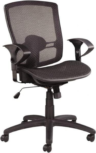 ALERA - 39-3/8" High Mid Back Chair - 25" Wide x 26-1/4" Deep, Mesh Seat, Black - Exact Tool & Supply