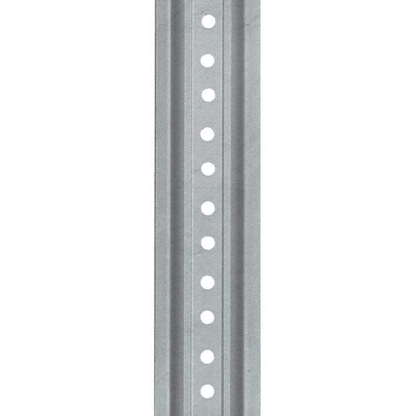 Nucor - 12' High, Galvanized Traffic Sign Post - Steel, 3/8" Hole Diam, Silver - Exact Tool & Supply